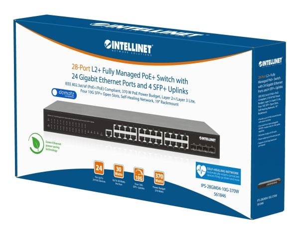 Intellinet 561846, Håndtert, L2+, Gigabit Ethernet (10/100/1000), Strøm over Ethernet (PoE), Rack-montering, 1U
