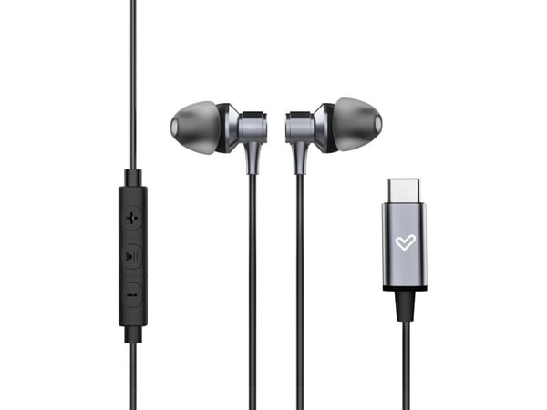 Energy Sistem Metallized Type C, Koblet med ledninger (ikke trådløs), Samtaler/musikk, 20 - 20000 Hz, 14 g, Hodesett, Svart, Grå