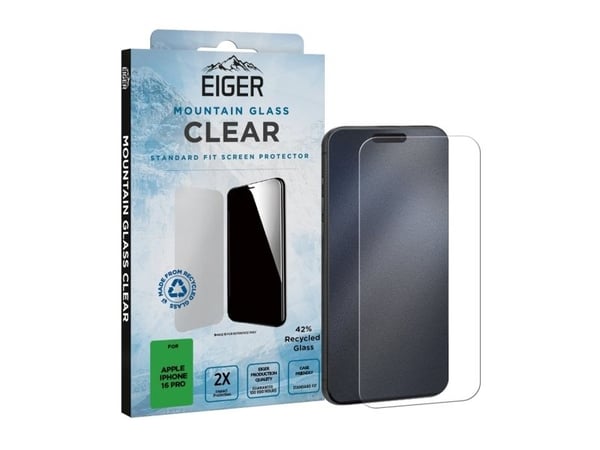 EIGER EGSP00975, Apple, iPhone 16 Pro, Slagbestandig, Trykkbestandig, Ripebestandig, Gjennomsiktig, 1 stykker