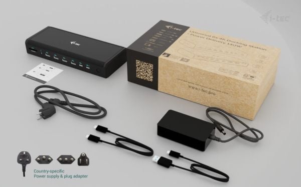 i-Tec - Dokkingstasjon - USB-C / USB4 / Thunderbolt 3 / Thunderbolt 4 - 2 x HDMI, 2 x DP, 2 x USB-C - 1GbE, 2.5GbE - 240 watt - Europa