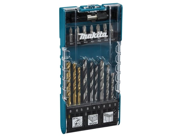 Bor- og spiralbitsett Makita D-74887; 17 stk.