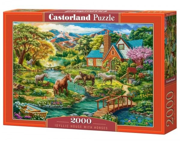 Castorland puslespill 2000 Idyllic House with Horses CASTOR