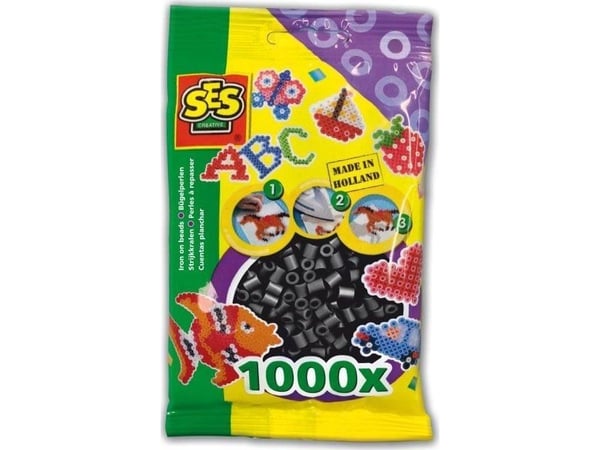 SES Creative Beedz Barnepakke med 1000 svarte strykeperler, Sikringsperle, 1000 stk, Sort, Dreng/Pige, 5 År, 12 År