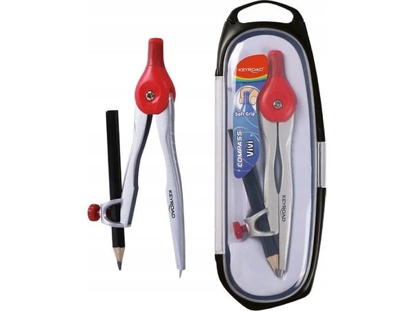 KEYROAD Vivi metallblyantkompass med blyant i etui, blandede farger p10 KR971484