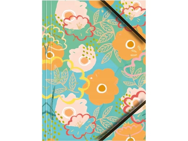 Tetis Teczka A4 kartongmappe med gummirem (blomster mix p6 BT601-M3) – 1 stk