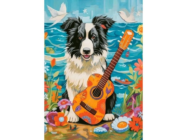 Castorland puslespill 500 brikker Collie, Guitar and the Sea CASTOR
