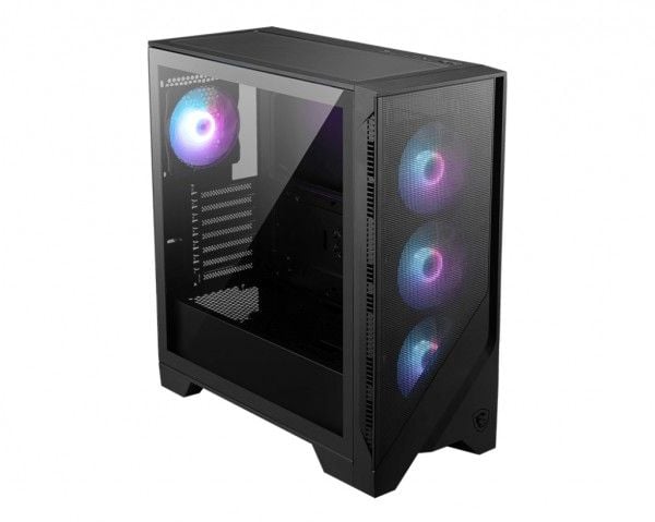 MSI MAG FORGE 321R AIRFLOW, Midi Tower, PC, Sort, Transparent, ATX, micro ATX, Mini-ITX, Maske, Plast, Spill