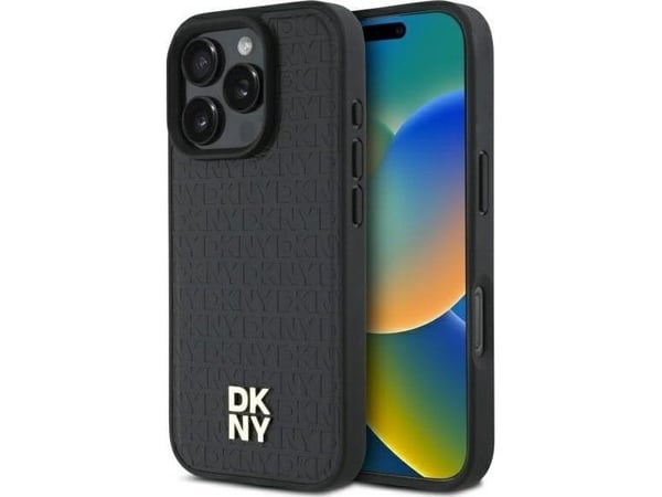 DKNY DKHMP16XPSHRPSK iPhone 16 Pro Max 6,9" hardcase svart/black Repeat Pattern Stack Logo MagSafe