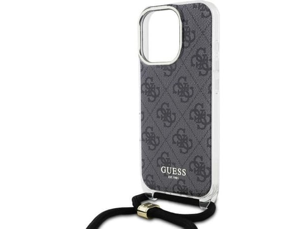 Hurtel Guess axelrem 4G-tryck skal för iPhone 16 Pro Max - svart