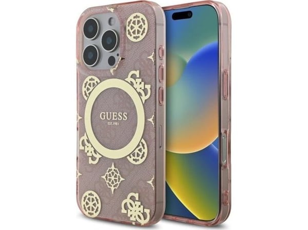 Guess IML Peony On 4G bakgrund MagSafe-skal till iPhone 16 Pro - rosa
