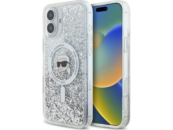 Karl Lagerfeld KLHMP16MLGKISGH iPhone 16 Plus 6.7" hardcase transparent Liquid Glitter Karl Head Magsafe