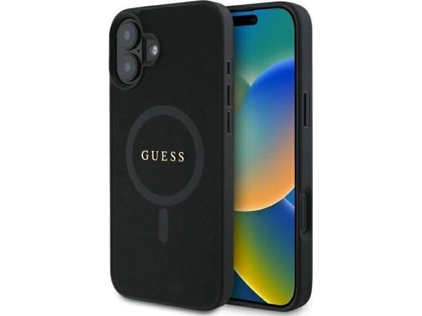 Dėklas Guess GUHMP16SPSAHMCK iPhone 16 6.1" juoda/juodas hardcase Saffiano Classic Logo MagSafe