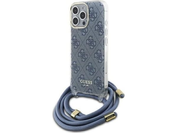 Kotelo Guess GUHCP16XHC4SEB iPhone 16 Pro Max 6.9" sininen/sininen kovakotelo Crossbody Cord 4G Tulosta