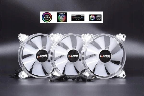 1stCOOL KIT AURA EVO CRYSTAL ARGB 3x Crystal White-fläkt + ARGB Nano-kylare