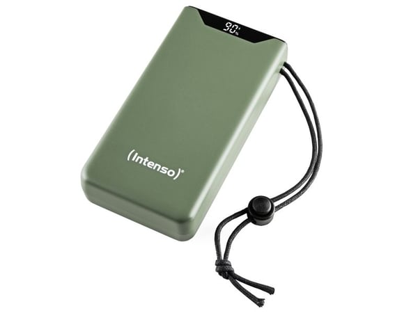 Intenso F20000 - Strømbank - 20000 mAh - 20 watt - 3 A - QC 3.0, Power Delivery 3.0 + PPS - 2 utgangskontakter (24 pin USB-C, USB-type A) - på kabe...