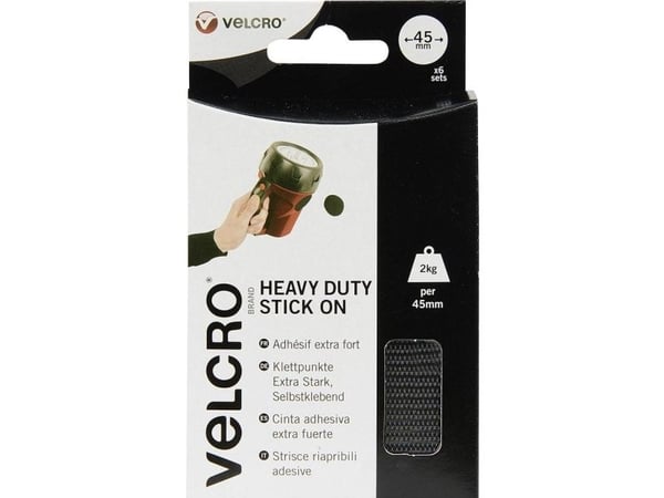 Velcro VEL-EC60248, Musta, 45 mm, 6 kpl, Laatikko
