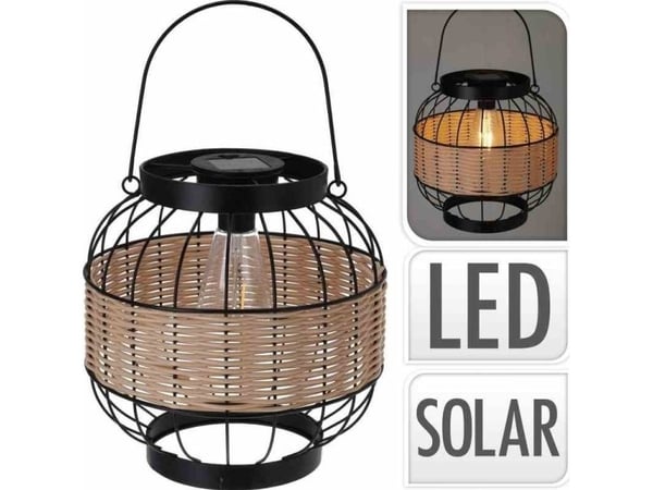Home Styling Collection solcellelykt med flettet dekor og bred bæreholder, Ø 24 x 24 cm
