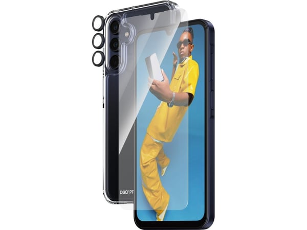 PanzerGlass - 3-i-1 beskyttelsespakke - baksidedeksel for mobiltelefon - ultrabred passform med EasyAligner - D3O Bio, resirkulert plast - med skje...