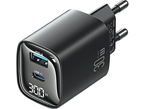USAMS nettlader Lad. siec. CC229 30W GaN USB-C/USB-A hurtiglading XC-serien svart CC229TC01