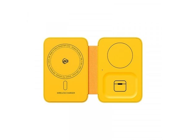 Wekome WEKOME WP-U172-lader - 3-i-1 trådløs lader med MagSafe for iPhone, Apple Watch og AirPods + speil (gul)