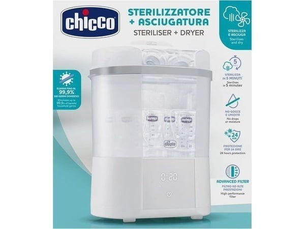 CHICCO ALL IN ONE PULLOSTERILISAATTORI, JOSSA ON KUIVAUSTOIMINTO