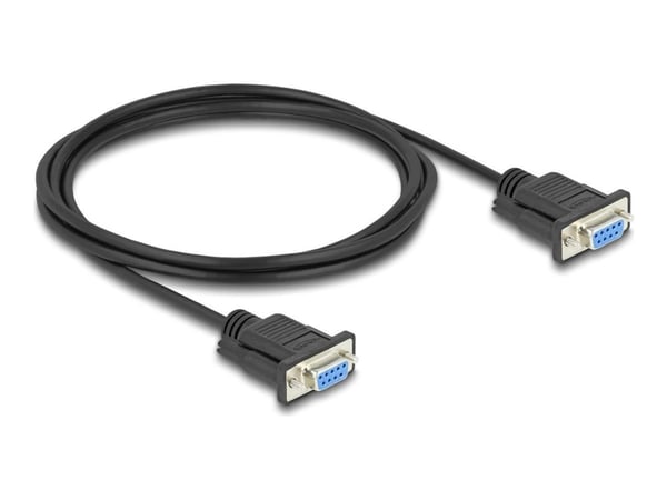 Delock - Seriell kabel - DB-9 (hunn) til DB-9 (hunn) - 2 m - tommelskruer, støtter RS-232 seriell grensesnitt - svart