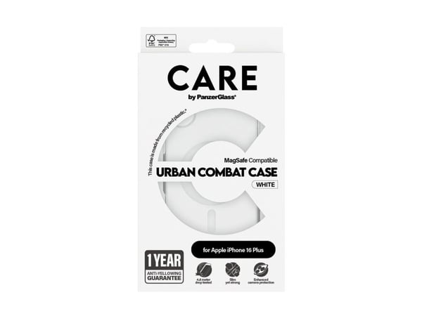 PanzerGlass CARE Urban Combat Case Magsafe Hvid til Apple iPhone 16 Plus