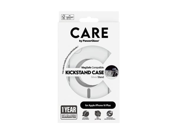 CARE by PanzerGlass Urban Combat Suojakuori Hopea Läpinäkyvä Apple iPhone 16 Plus
