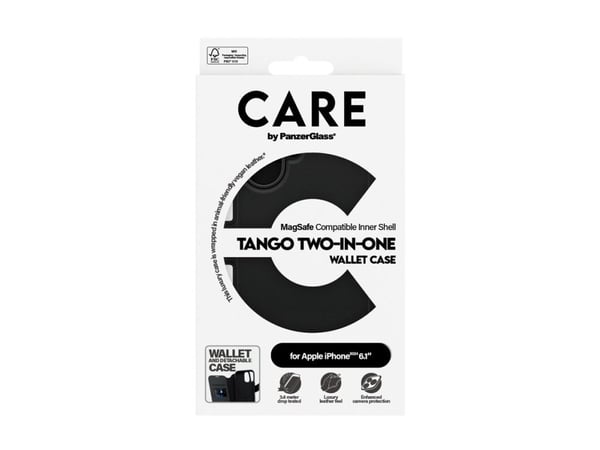 CARE by PanzerGlass Tango - Lommebok for mobiltelefon - to-i-én - MagSafe-samsvar - polykarbonat, polyuretanlær