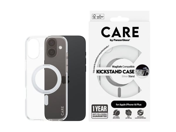 CARE by PanzerGlass Urban Combat Suojakuori Hopea Läpinäkyvä Apple iPhone 16 Plus