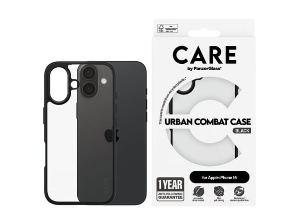 CARE by PanzerGlass - Baksidedeksel for mobiltelefon - flaggskip - MagSafe-samsvar - polykarbonat, termoplast-polyuretan (TPU) - svart - for Apple ...