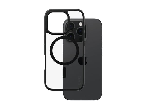 CARE by PanzerGlass Urban Combat - Baksidedeksel for mobiltelefon - svart ramme - MagSafe-samsvar - resirkulert plast - gjennomsiktig, svart - for ...