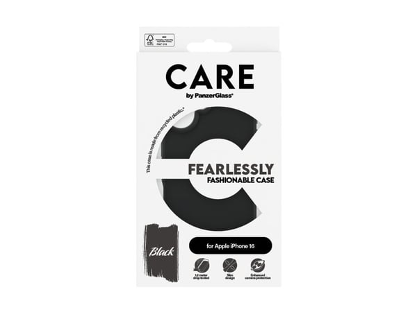 PanzerGlass CARE™ by ® Case Black iPhone 16, Suojus, Apple, Apple - iPhone 16, musta