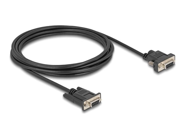 Delock - Seriell kabel - DB-9, 5,5 x 2,1 mm DC-jakk (hunn) til DB-9 (hunn) - 3 A - 3 m - tommelskruer, støtter RS-232 seriell grensesnitt - svart