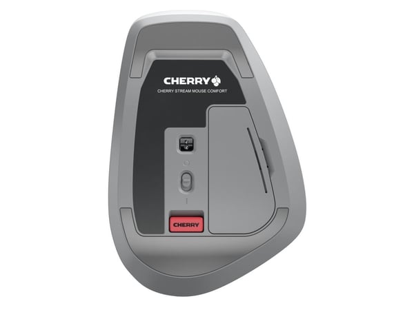 CHERRY STREAM MOUSE COMFORT - Mus - ergonomisk - høyrehendt - optisk - 6 knapper - trådløs - 2.4 GHz - USB trådløs mottaker - hvit/grå