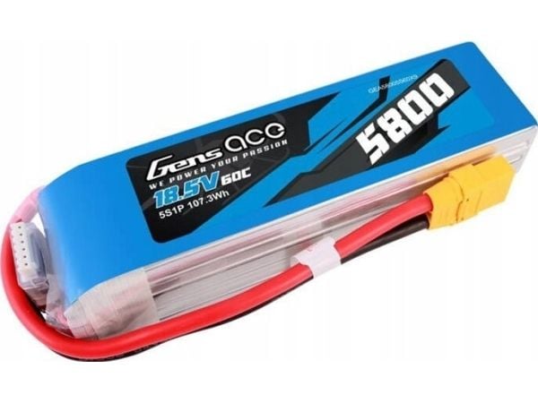 Gens ässä 5800mAh 60C 18.5V 5S1P Lipo akku XT90 pistokeliittimellä