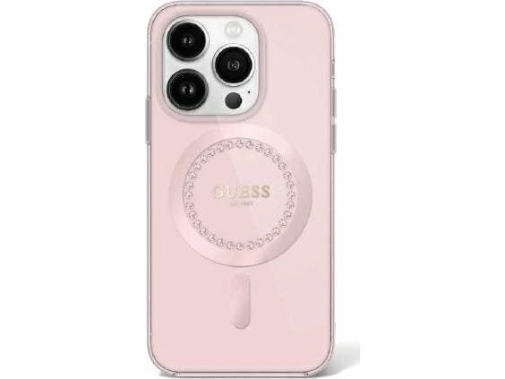 Guess Guess GUHMP16LPFTDTEP iPhone 16 Pro 6.3" vaaleanpunainen/vaaleanpunainen kovakotelo IML Rhinestones MagSafe