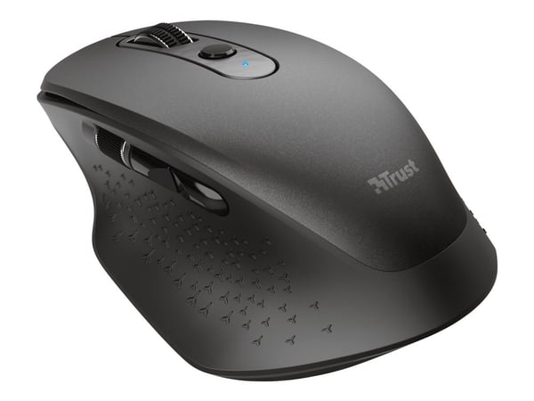 Trust Ozaa - Mus - multienhet - høyrehendt - optisk - 6 knapper - trådløs - 2.4 GHz, Bluetooth - USB trådløs mottaker - svart