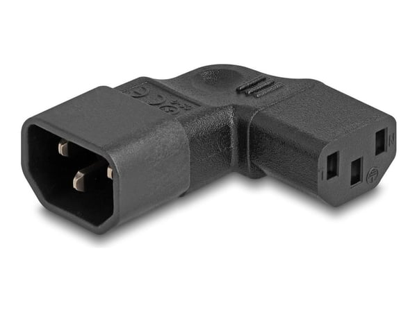DeLOCK verkkovirtasovitin IEC 60320 - C14-C13 pistorasia 10 A 90° vasen oikea, Sort