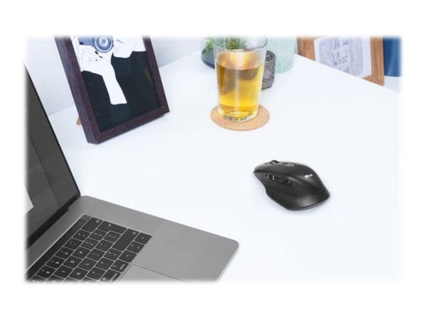 Trust Ozaa - Mus - multienhet - høyrehendt - optisk - 6 knapper - trådløs - 2.4 GHz, Bluetooth - USB trådløs mottaker - svart