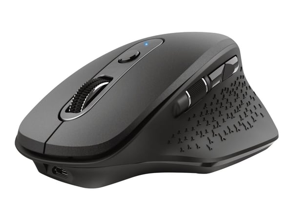 Trust Ozaa - Mus - multienhet - høyrehendt - optisk - 6 knapper - trådløs - 2.4 GHz, Bluetooth - USB trådløs mottaker - svart
