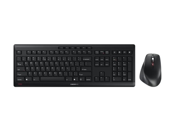 CHERRY STREAM DESKTOP COMFORT - Tastatur- og mussett - 100% - full size - trådløs - 2.4 GHz - QWERTY - USA/Europa - tastsvitsj: CHERRY SX - gråsvart