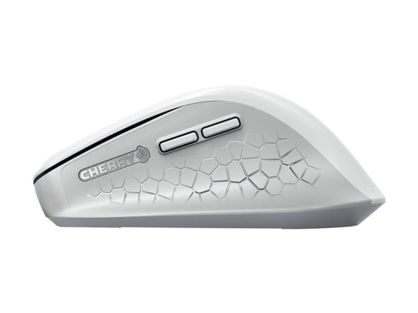 CHERRY STREAM MOUSE COMFORT - Mus - ergonomisk - høyrehendt - optisk - 6 knapper - trådløs - 2.4 GHz - USB trådløs mottaker - hvit/grå