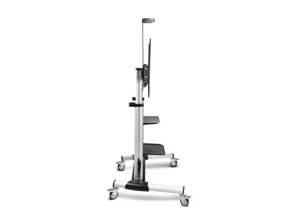 Startech Rolling TV Cart/Stand On Wheels, Up to 100inch/220lb Screens - Vogn - for flatpanel - plastikk, aluminium, stål - svart, sølv - skjermstør...