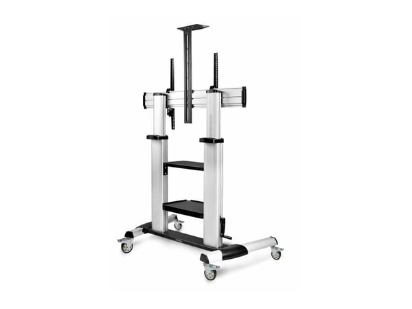 Startech Rolling TV Cart/Stand On Wheels, Up to 100inch/220lb Screens - Vogn - for flatpanel - plastikk, aluminium, stål - svart, sølv - skjermstør...