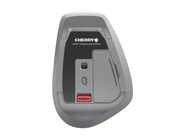 CHERRY STREAM MOUSE COMFORT - Mus - ergonomisk - høyrehendt - optisk - 6 knapper - trådløs - 2.4 GHz - USB trådløs mottaker - hvit/grå