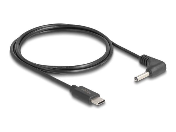 Delock - Strømkabel - 24 pin USB-C (hann) til 3,5 x 1,35 mm DC-jakk (hann) vinklet - 5 V - 1 A - 1.5 m - svart