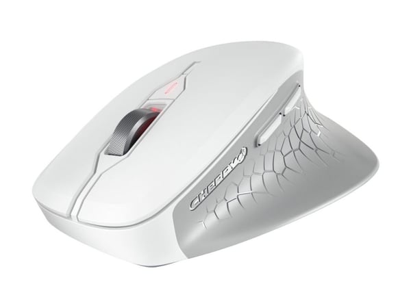CHERRY STREAM MOUSE COMFORT - Mus - ergonomisk - högerhänt - optisk - 6 knappar - trådlös - 2.4 GHz - trådlös USB-mottagare - vit/grå