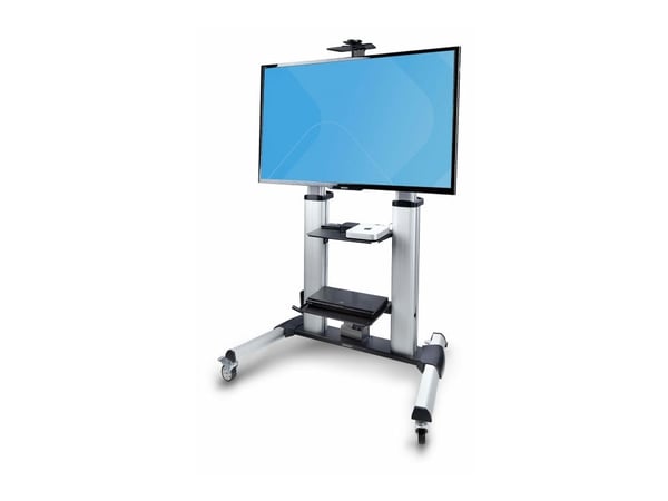 Startech Rolling TV Cart/Stand On Wheels, Up to 100inch/220lb Screens - Vogn - for flatpanel - plastikk, aluminium, stål - svart, sølv - skjermstør...