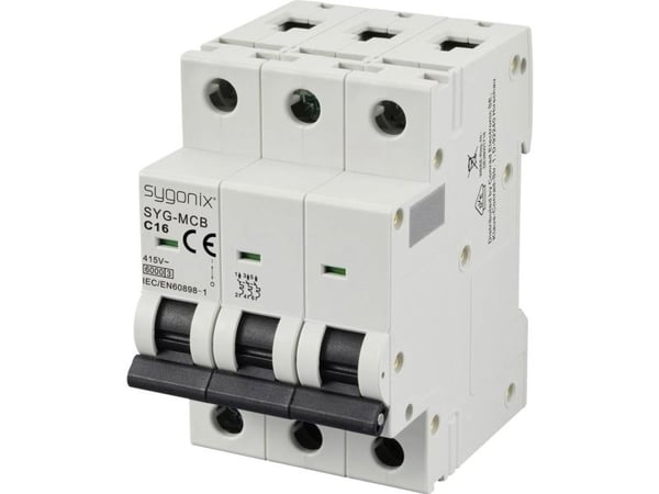 Sygonix SY-6441084 SYG-MCB 3P/C16/6KA Katkaisija 3-napainen 16 A 415 V/AC